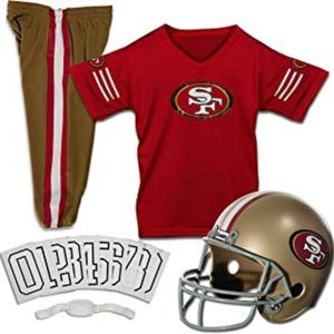 SAN FRANCISCO 49ERS  NFL Kids Football Uniform Set Football Helmet, Jersey Pants